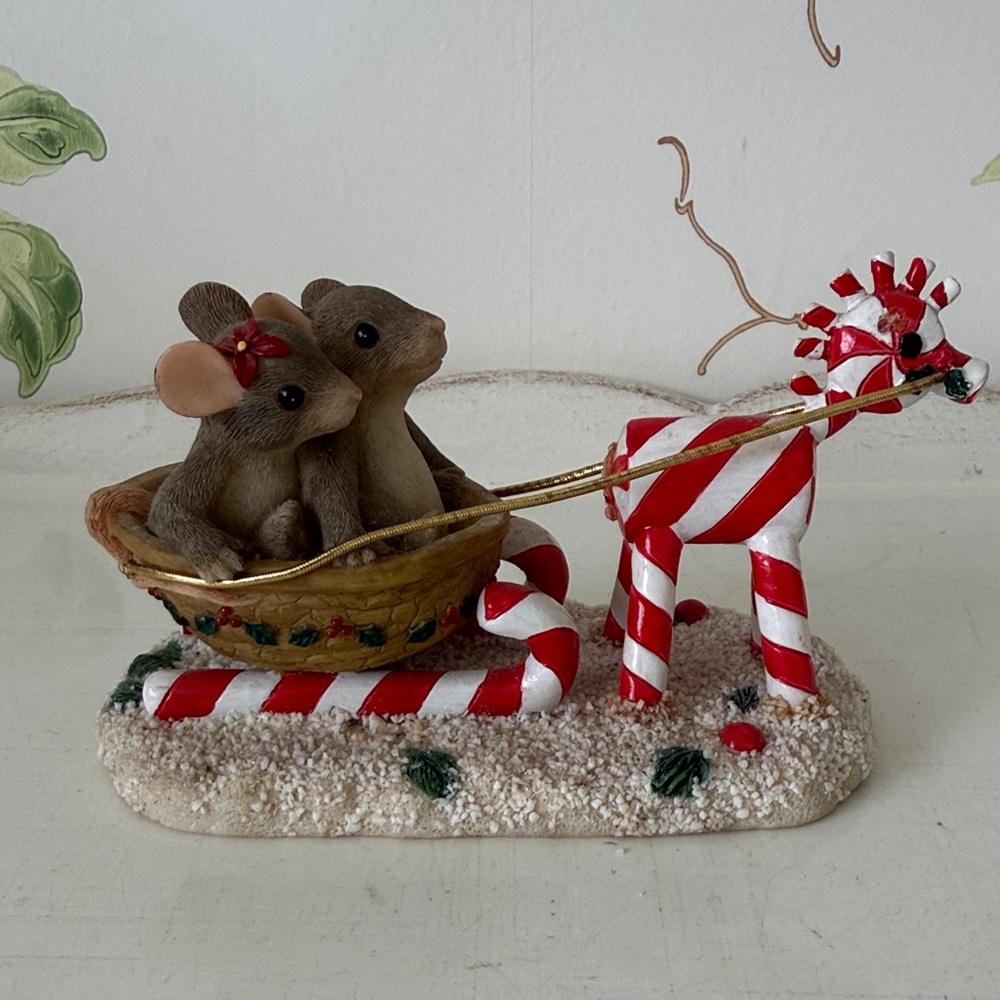 Charming Tails ‘Sleigh Ride Sweeties’ Mouse Candy Cane Reindeer - Fitz and Floyd